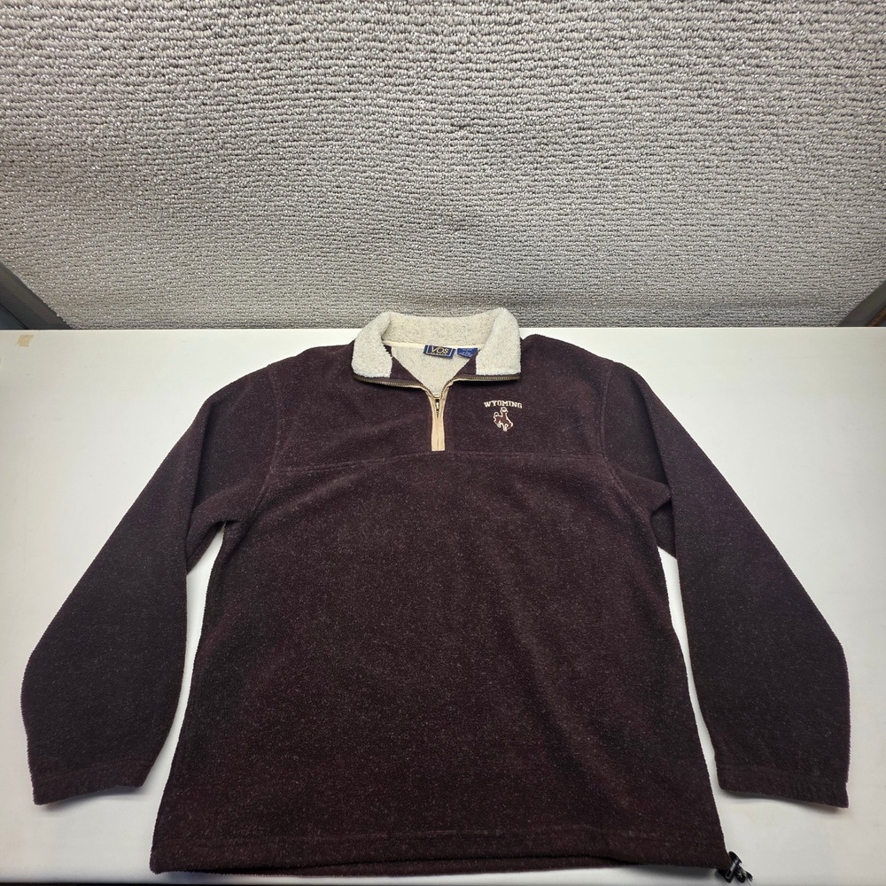 Wyoming Cowboys Quarter Zip‎ Fleece Pullover Brown Mens Large VOS Sports